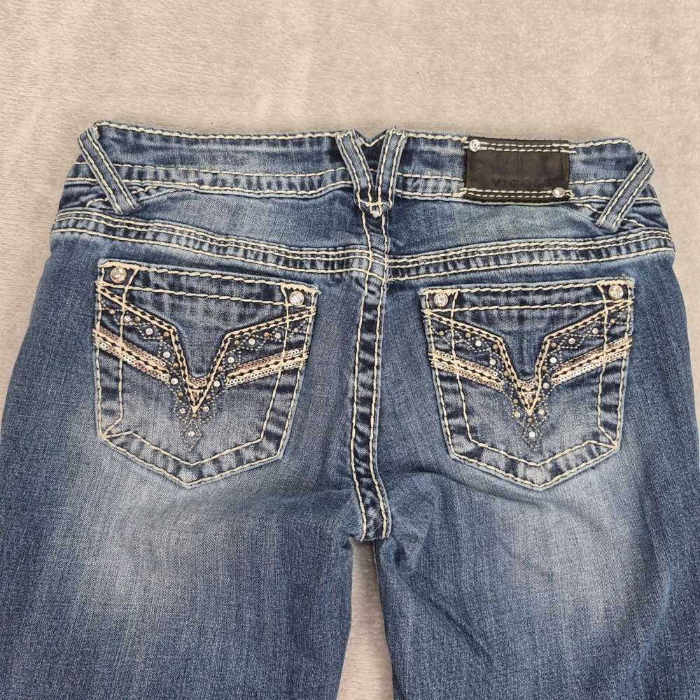 Vigoss The Chelsea Slim Boot Jeans Low Women 5/6 (30) Embellished Y2K **Hemmed**